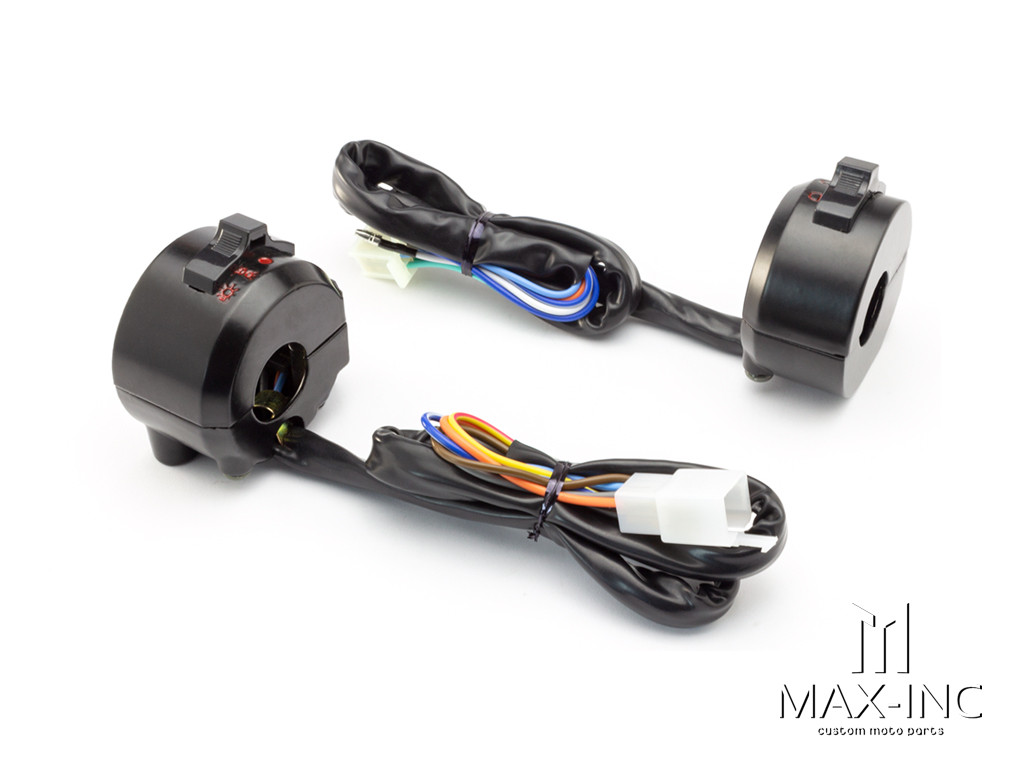 Universal Black Alloy Motorcycle Control Switch Set Combo - Fits 22mm Bars