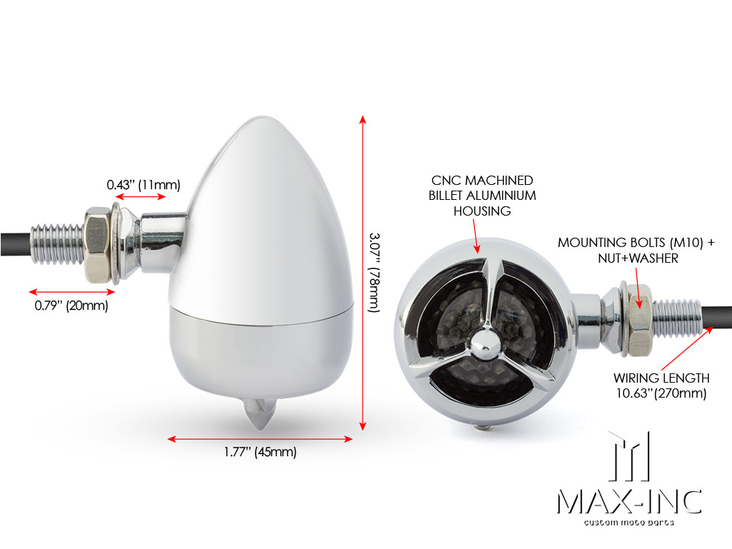 Chrome Alloy Classic LED Turn Signals / Indicators With Bezel