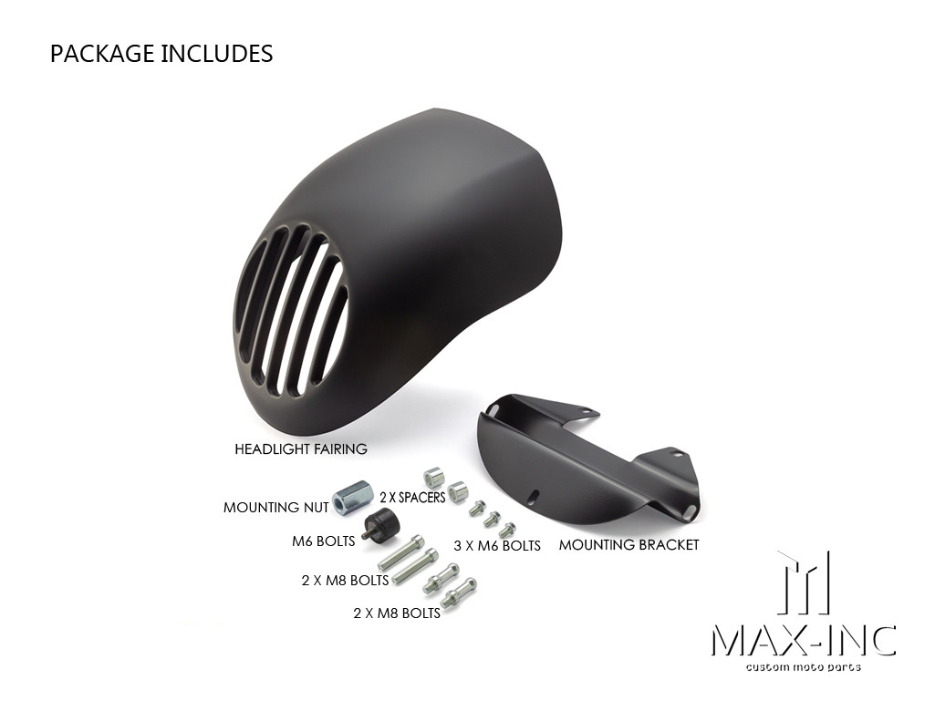 Harley Davidson Sportster Prison Grill Headlight Cowl - Matte Black