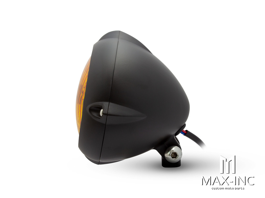 5.5" Black Alloy Vintage Style Headlight - Yellow Lens