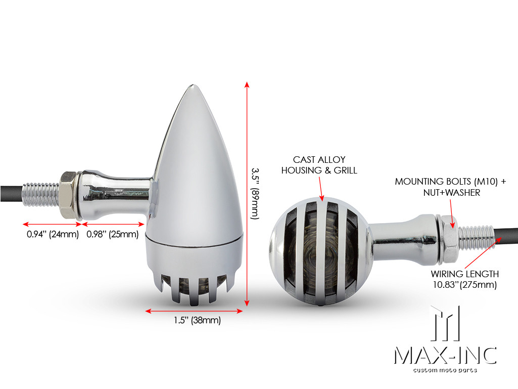 Chrome Alloy Custom Bird Cage Turn Signals / Indicators
