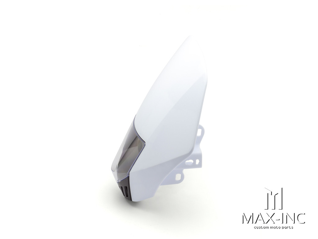 White Universal Stealth Supermoto LED Headlight Mask - 20w