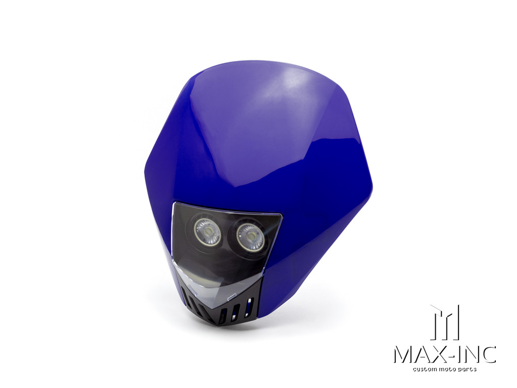 Blue Universal Stealth Supermoto LED Headlight Mask - 20w