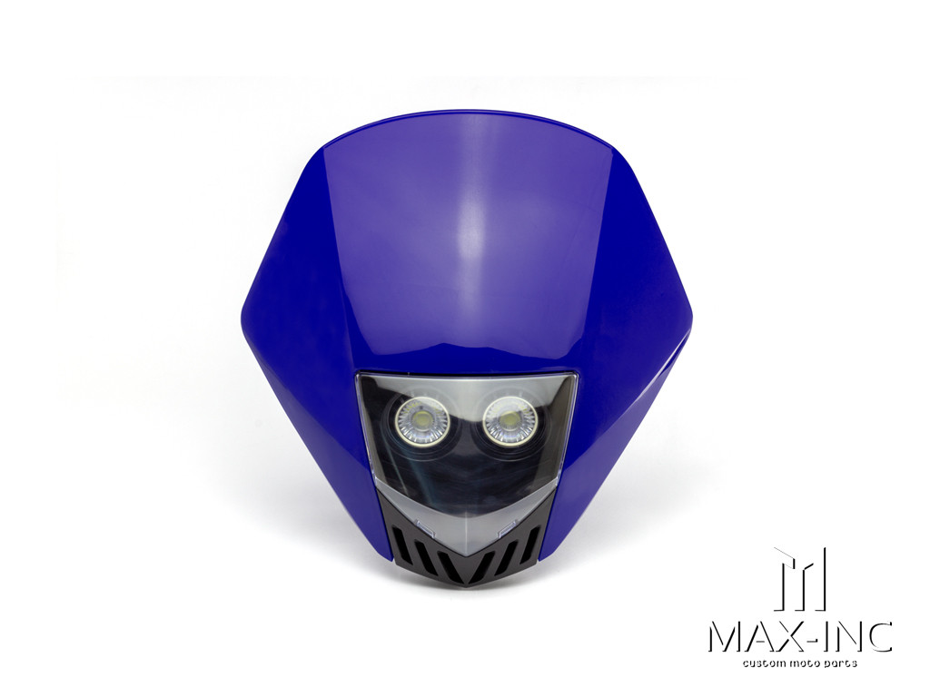 Blue Universal Stealth Supermoto LED Headlight Mask - 20w