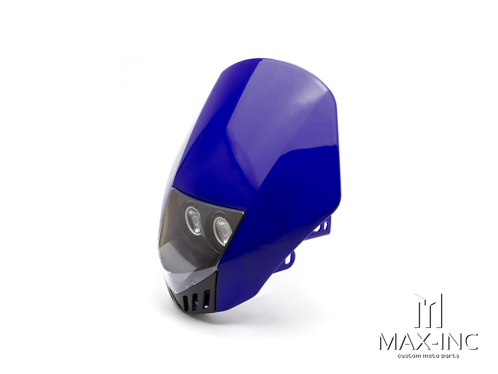 Blue Universal Stealth Supermoto LED Headlight Mask - 20w