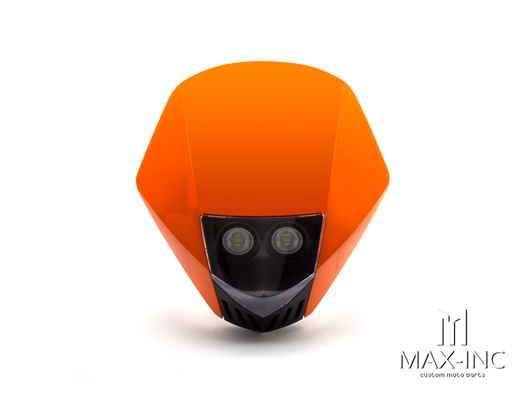 Orange Universal Stealth Supermoto LED Headlight Mask - 20w
