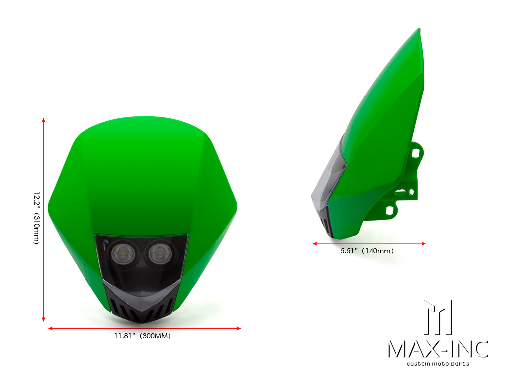 Green Universal Stealth Supermoto LED Headlight Mask - 20w