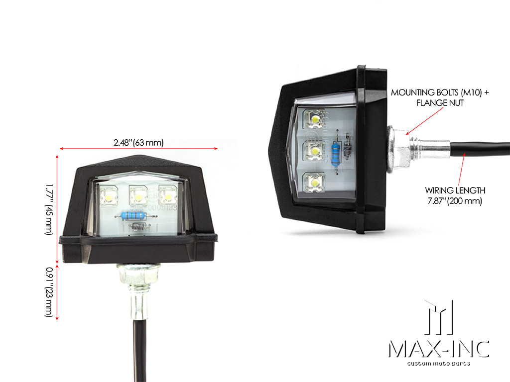 Black Universal Bolt On LED License Plate Light - Emarked