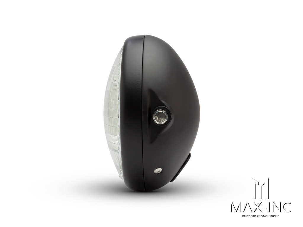 7.7" Matte Black Shorty Metal Headlight - 12v / 55w Sealed Beam