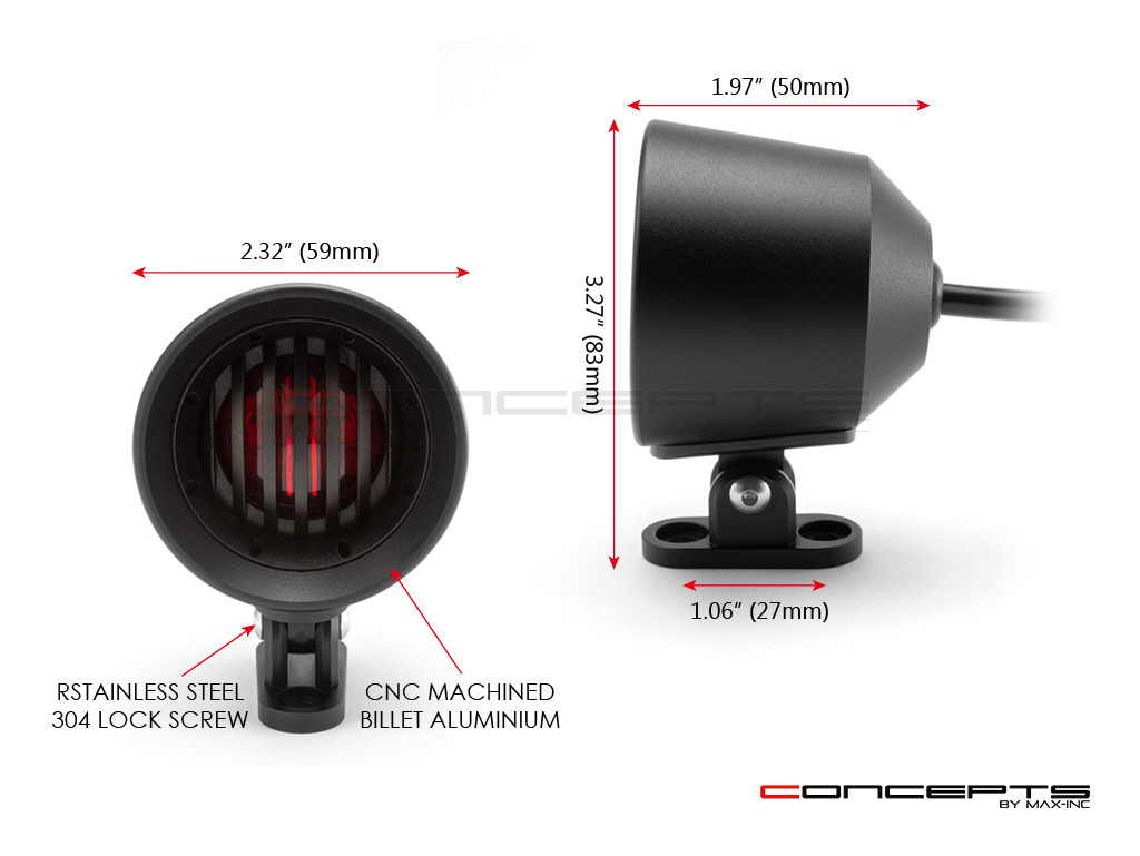 Matte Black Bell Design CNC Machined Billet Stop / Tail Light + Grill