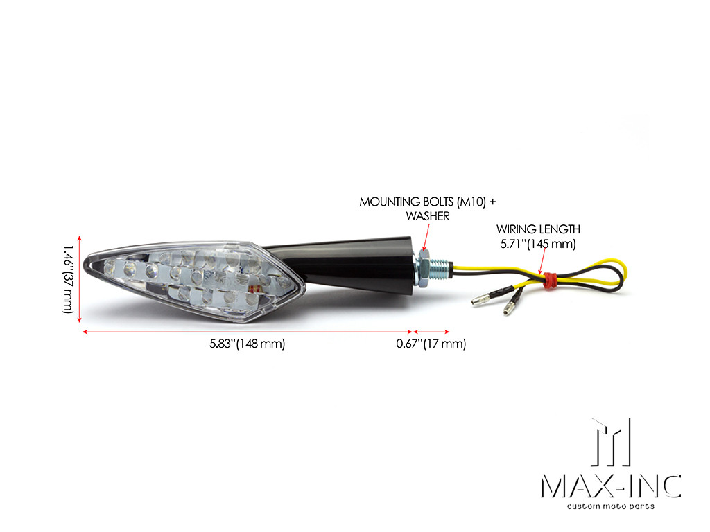 Black Benelli Style LED Turn Signals / Indicators - Emarked