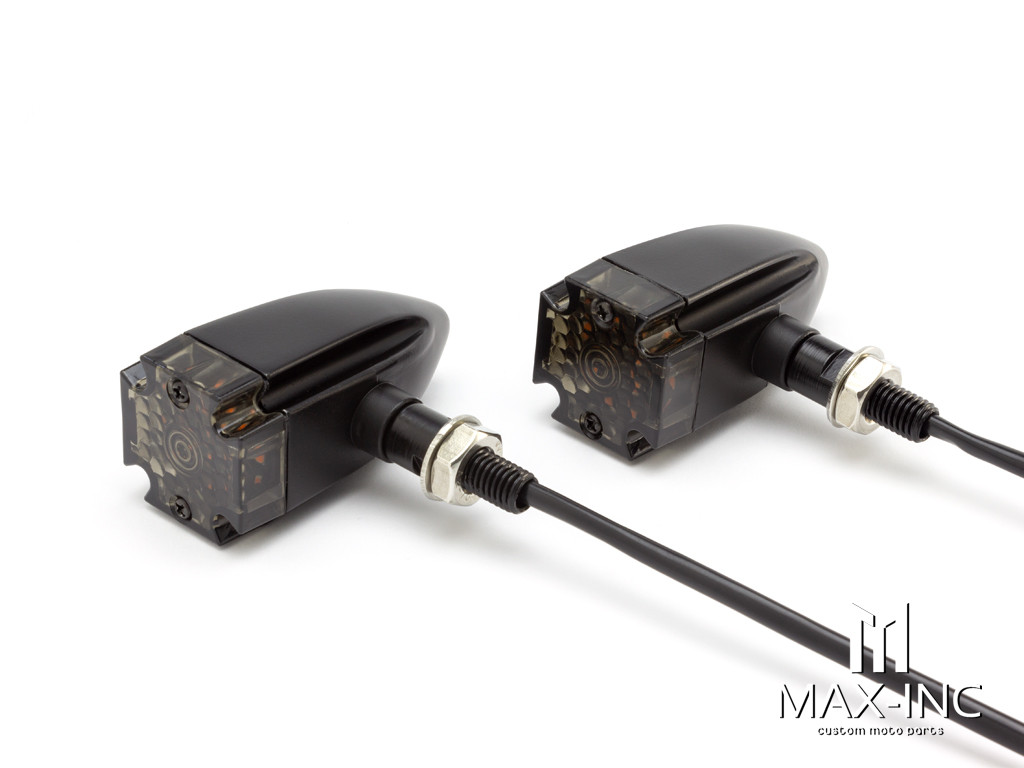 Maltese Cross Black Alloy Custom LED Turn Signals - Smoked Lens