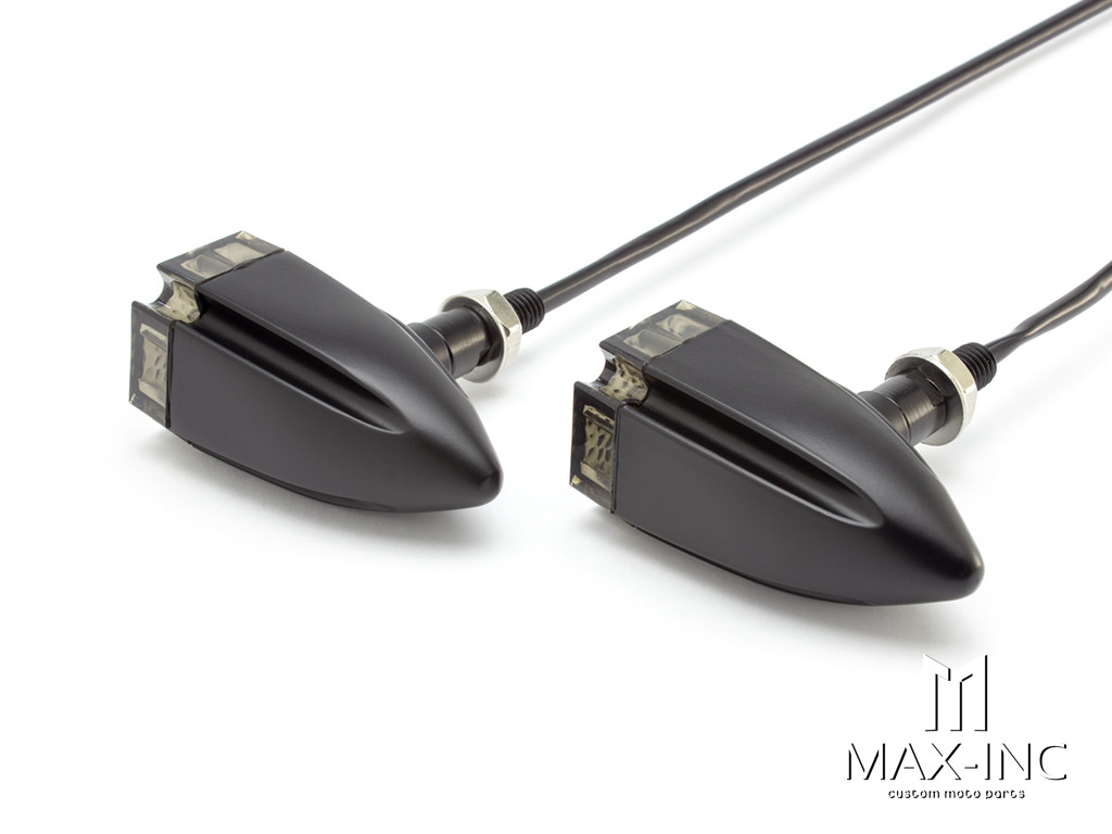 Maltese Cross Black Alloy Custom LED Turn Signals - Smoked Lens