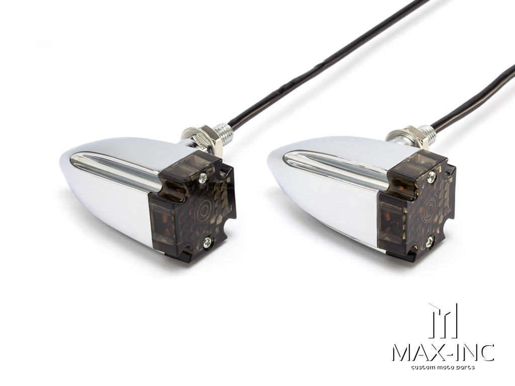 Maltese Cross Chrome Alloy Custom LED Turn Signals - Smoked Lens