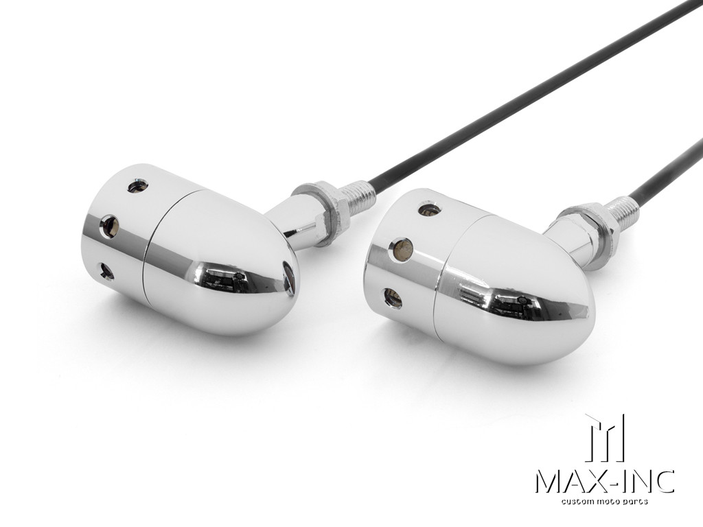 Chrome Alloy Custom Turn Signals - Smoked Lens - Bulb Type