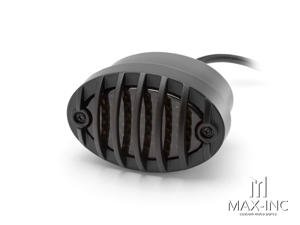 Matte Black Metal Grilled Oval LED Stop / Tail Light - Smoked Lens