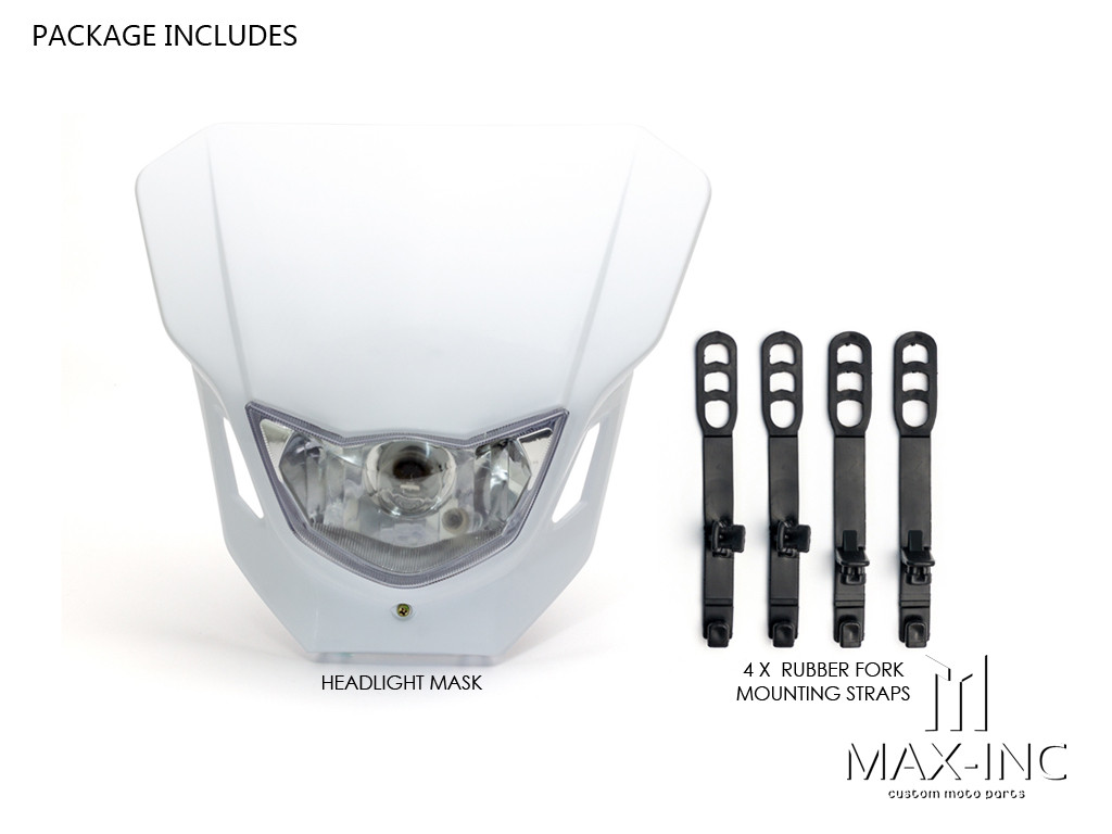 White Universal Supermoto Headlight Mask - 12v/35w