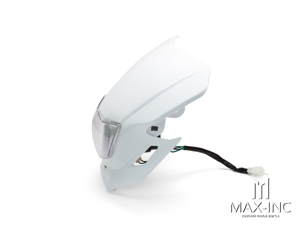 White Universal Supermoto Headlight Mask - 12v/35w