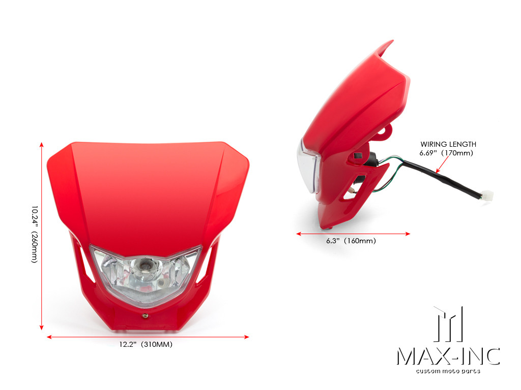 Red Universal Supermoto Headlight Mask - 12v/35w