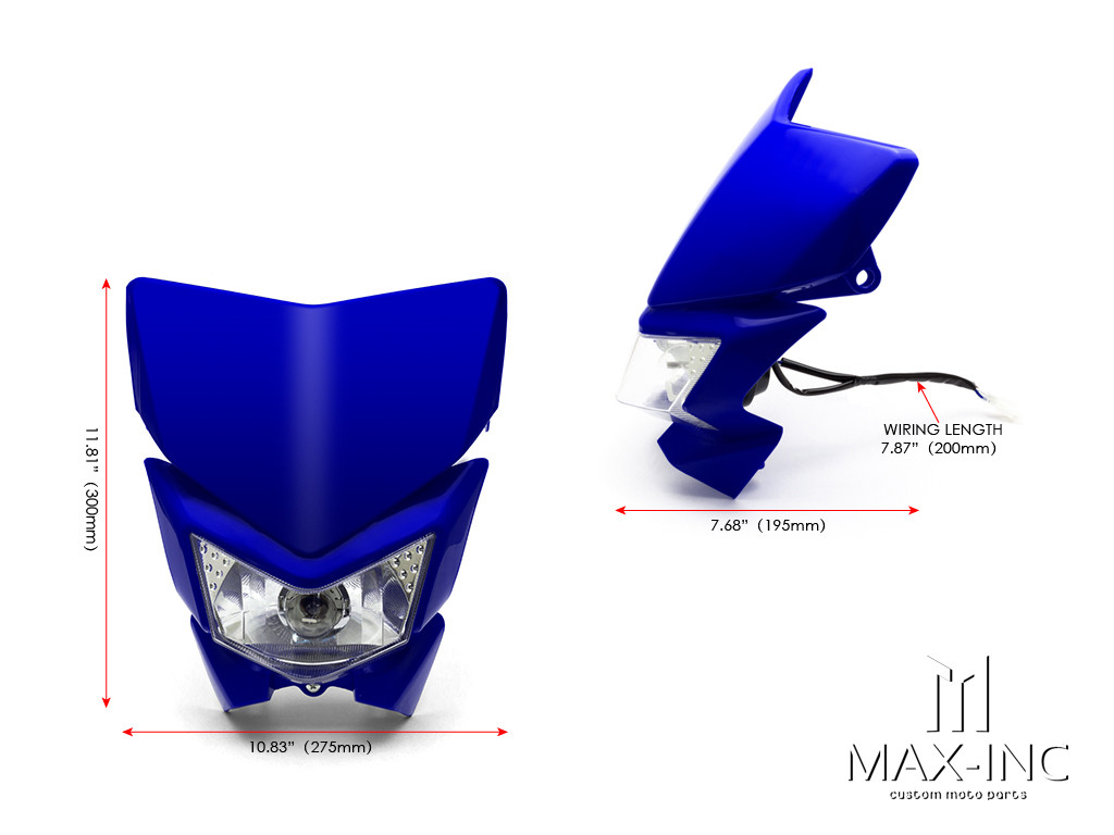 Blue Beasty Universal Supermoto Headlight Mask - 12v/35w