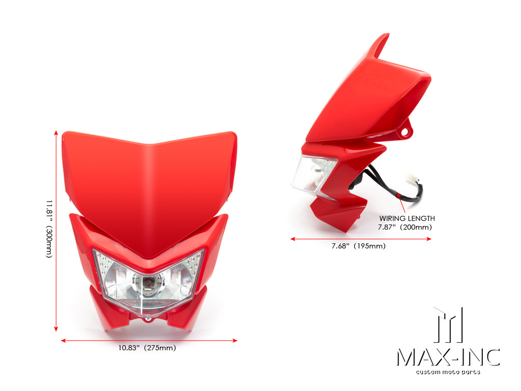 Red Beasty Universal Supermoto Headlight Mask - 12v/35w