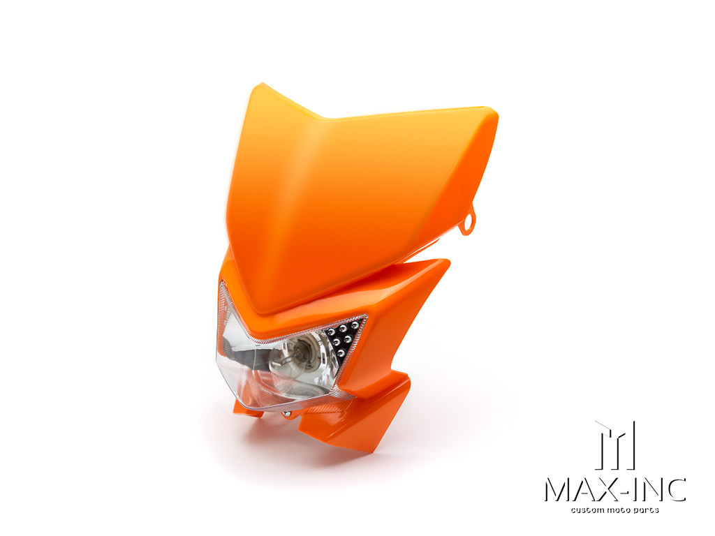 Orange Beasty Universal Supermoto Headlight Mask - 12v/35w
