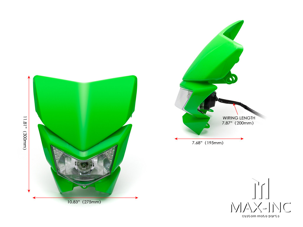 Green Beasty Universal Supermoto Headlight Mask - 12v/35w