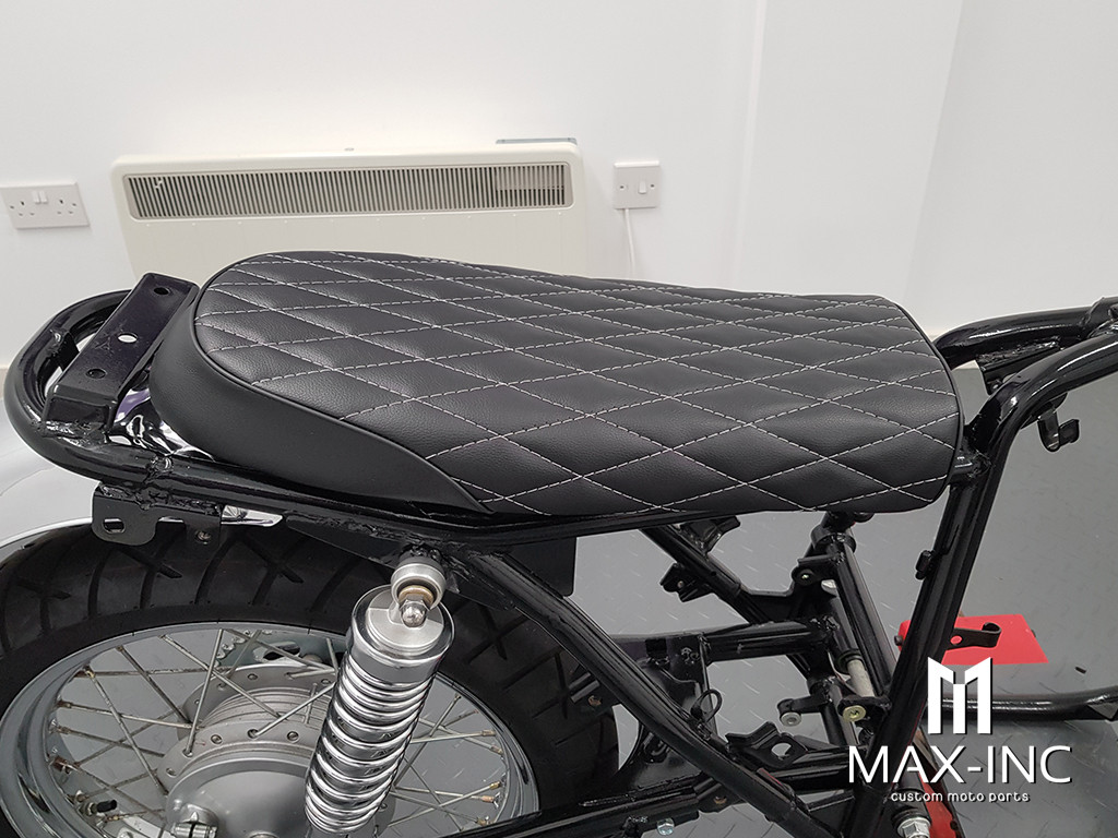 Black Diamond Stitch Universal Scrambler Motorcycle Seat