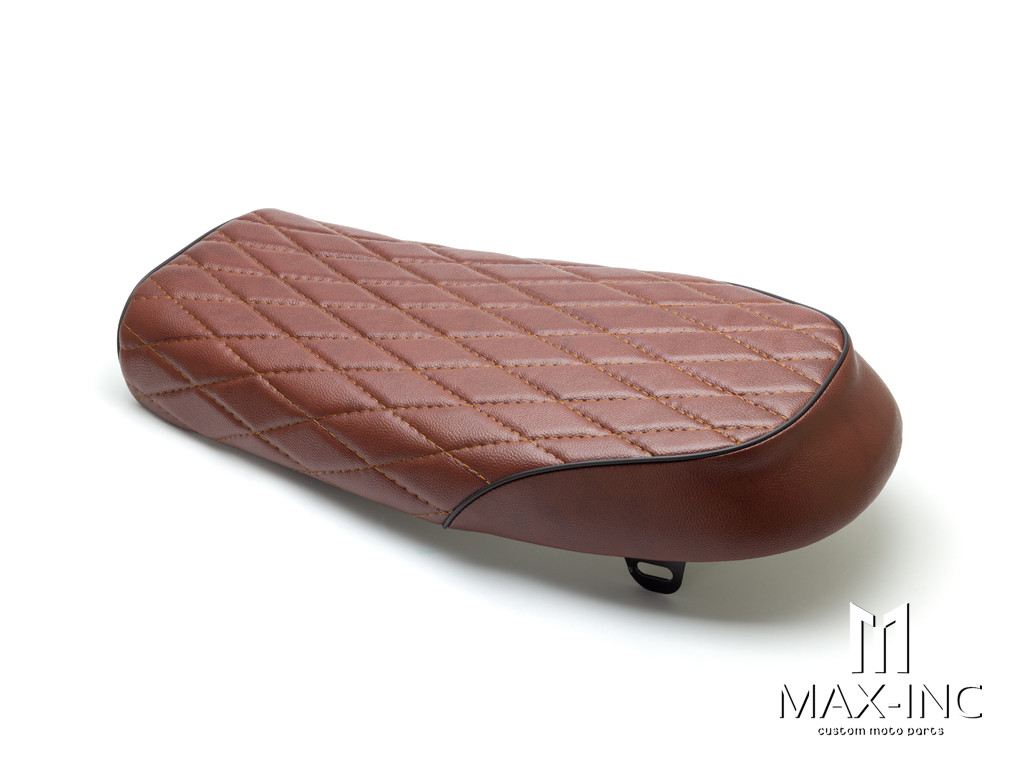 Brown Diamond Stitch Universal Scrambler Motorcycle Seat