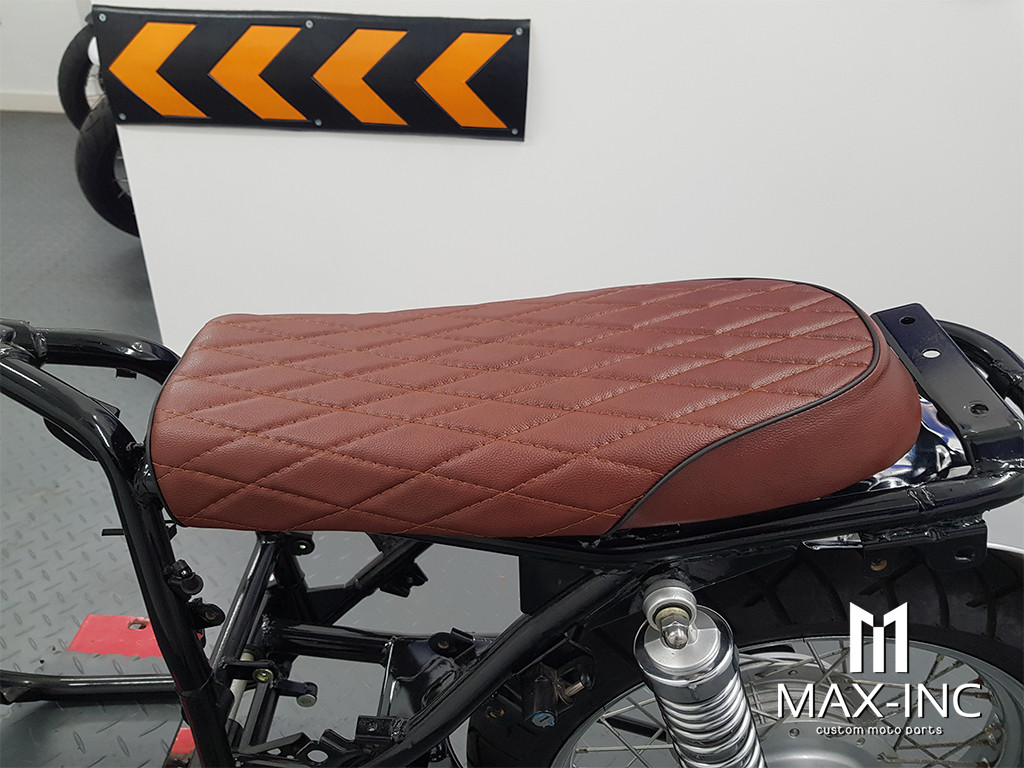 Brown Diamond Stitch Universal Scrambler Motorcycle Seat