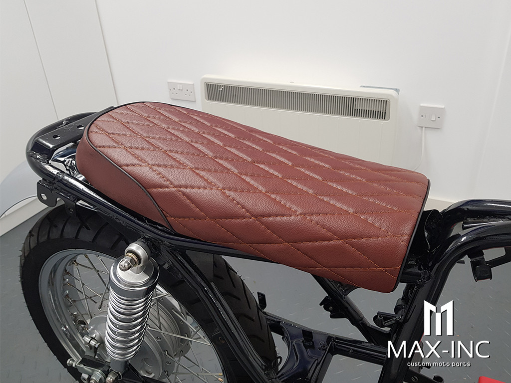 Brown Diamond Stitch Universal Scrambler Motorcycle Seat