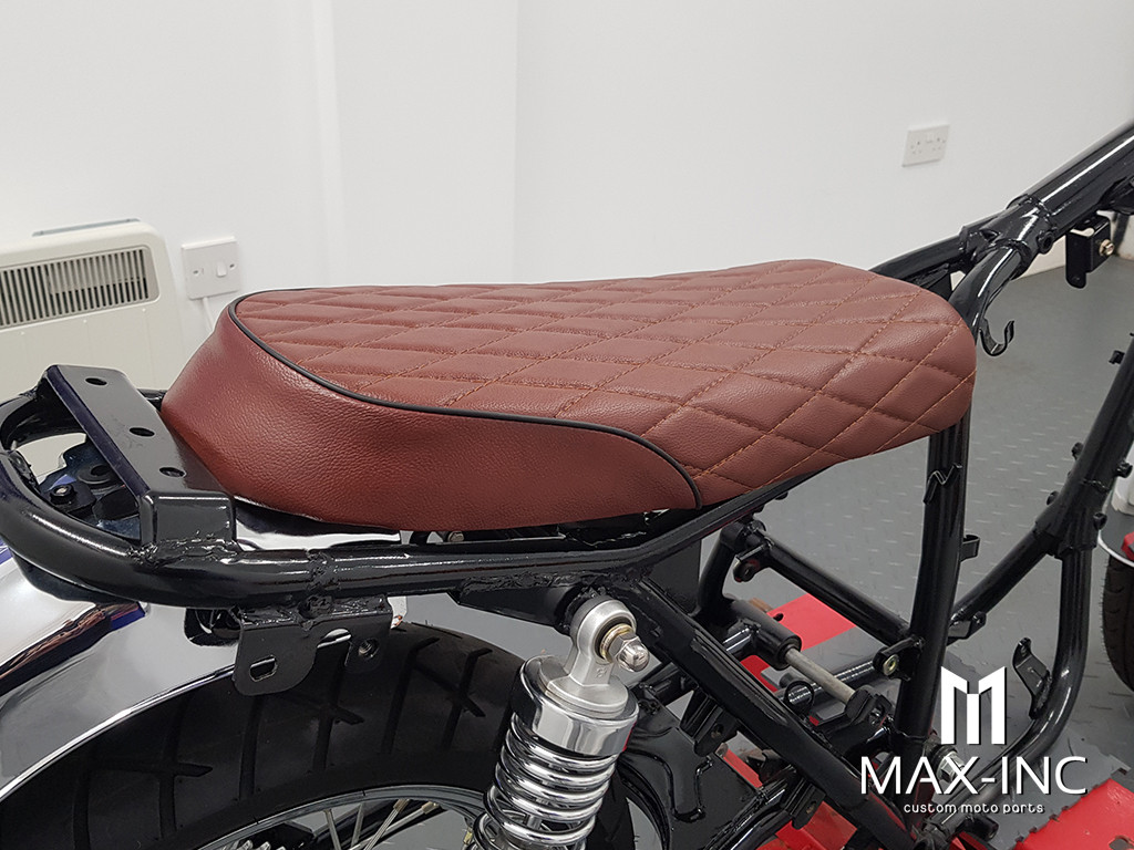 Brown Diamond Stitch Universal Scrambler Motorcycle Seat