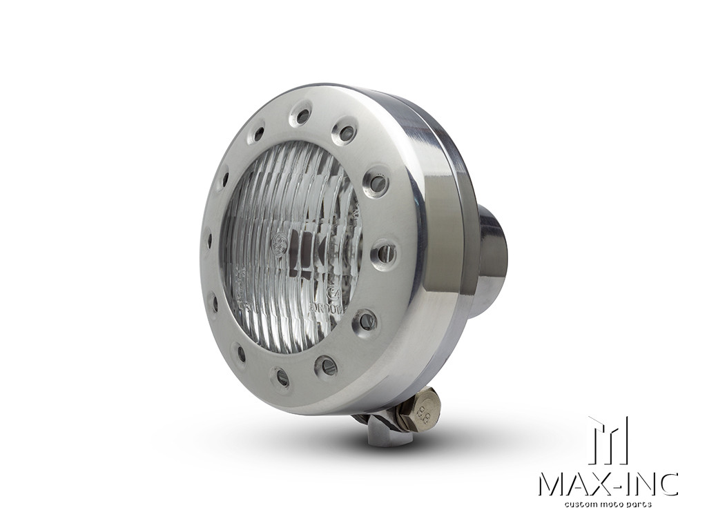 5" Polished Alloy Drilled Bezel Vintage Style Headlight - 12v / 35w