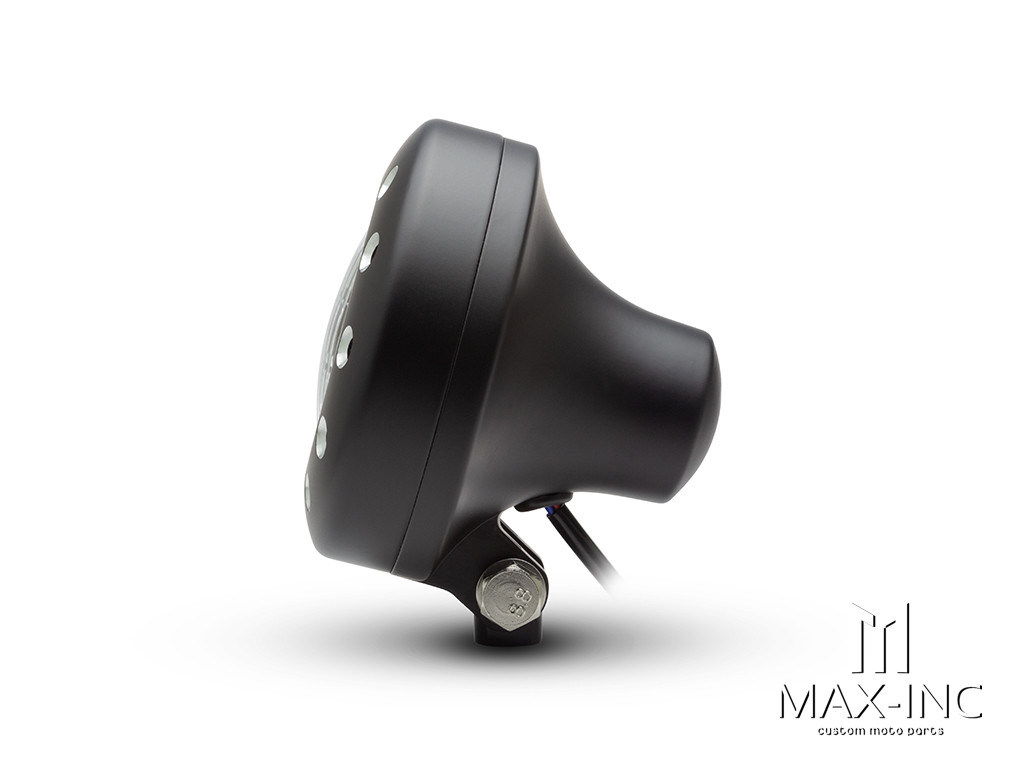 5" Matte Black Alloy Drilled Bezel Vintage Style Headlight - 12v / 35w