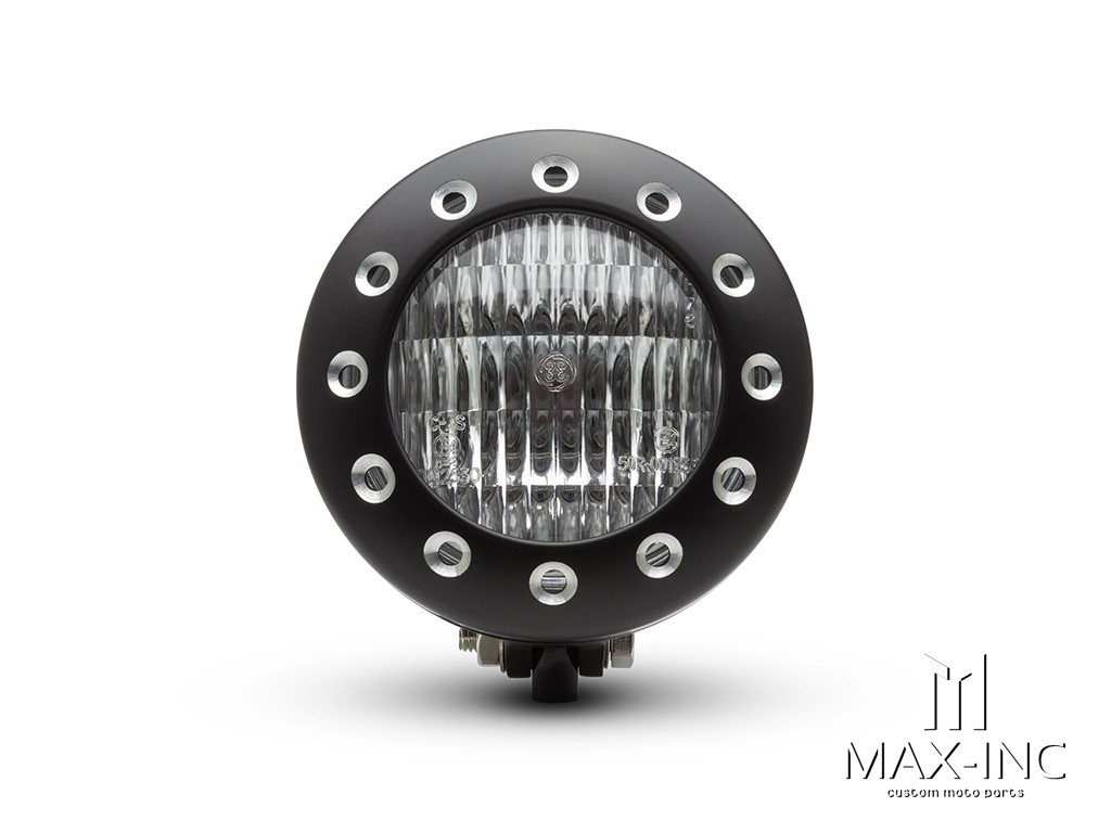 5" Matte Black Alloy Drilled Bezel Vintage Style Headlight - 12v / 35w