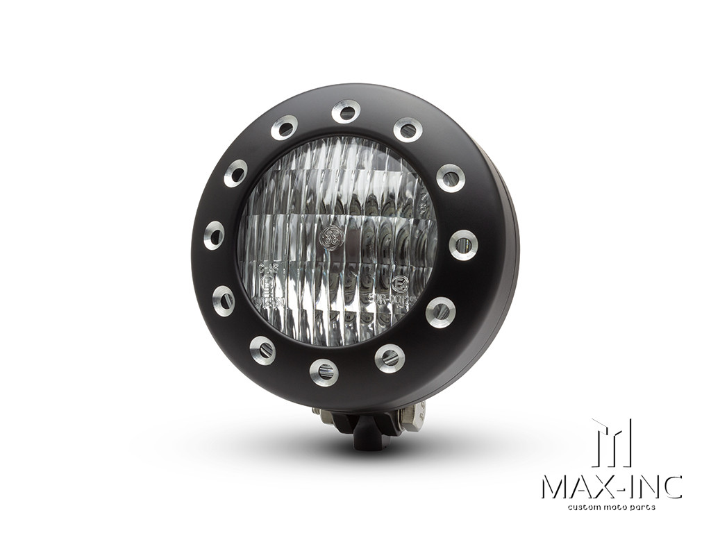 5" Matte Black Alloy Drilled Bezel Vintage Style Headlight - 12v / 35w