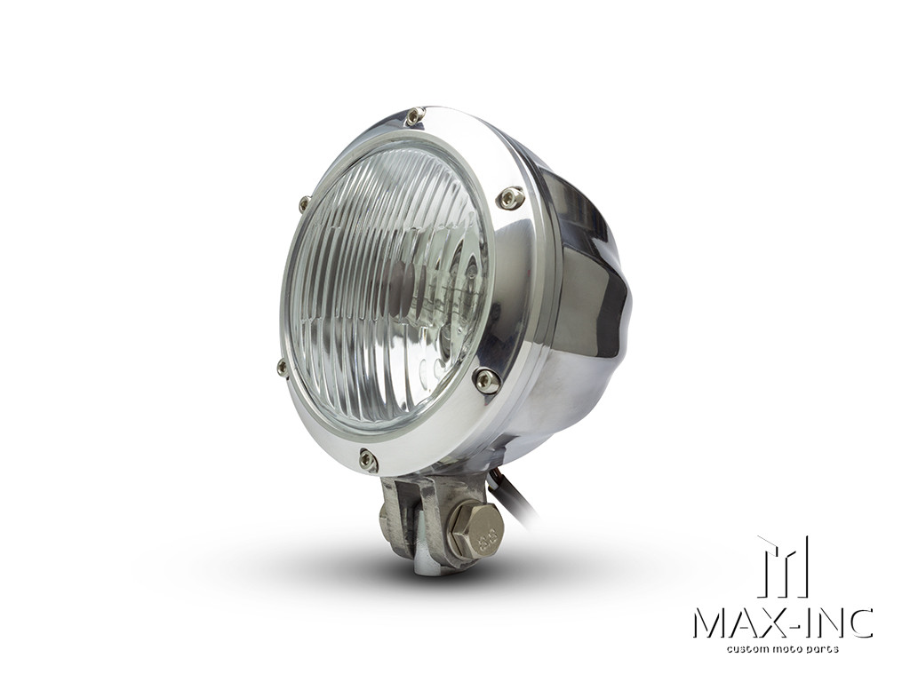 4.75" Polished Alloy Bobber Style Headlight - 12v / 35w