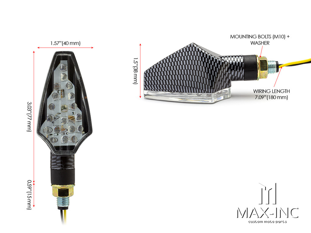 Carbon Pattern Full Size LED Turn Signals / Indicators - Emarked