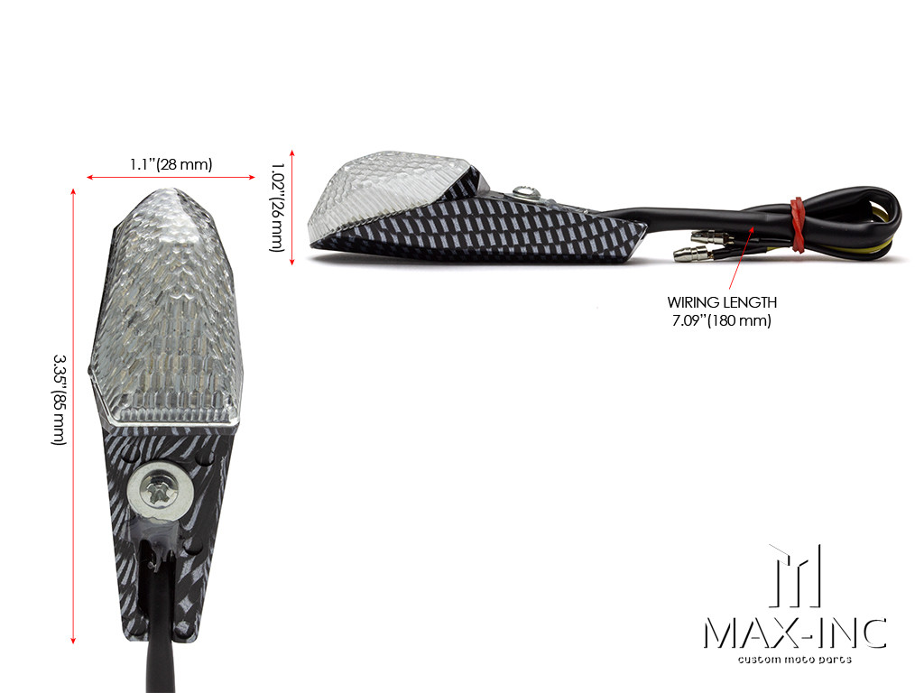 Carbon Pattern License Plate Mount Mini LED Turn Signals / Indicators - Emarked