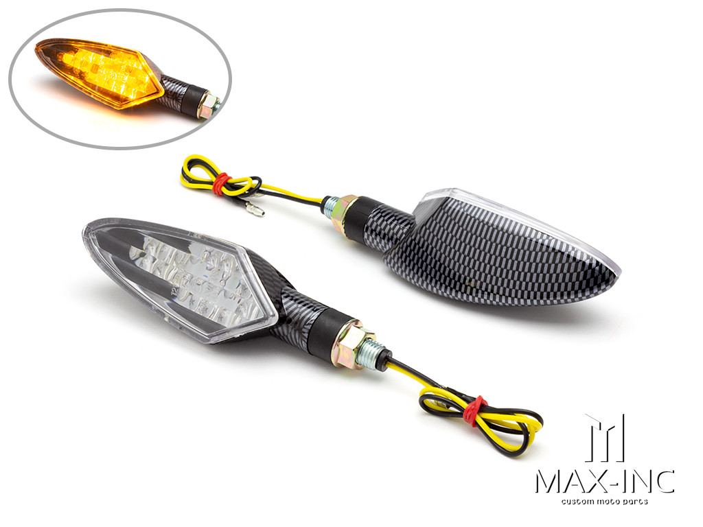 Carbon Pattern Full Size Spear Head LED Turn Signals / Indicators - Emarked
