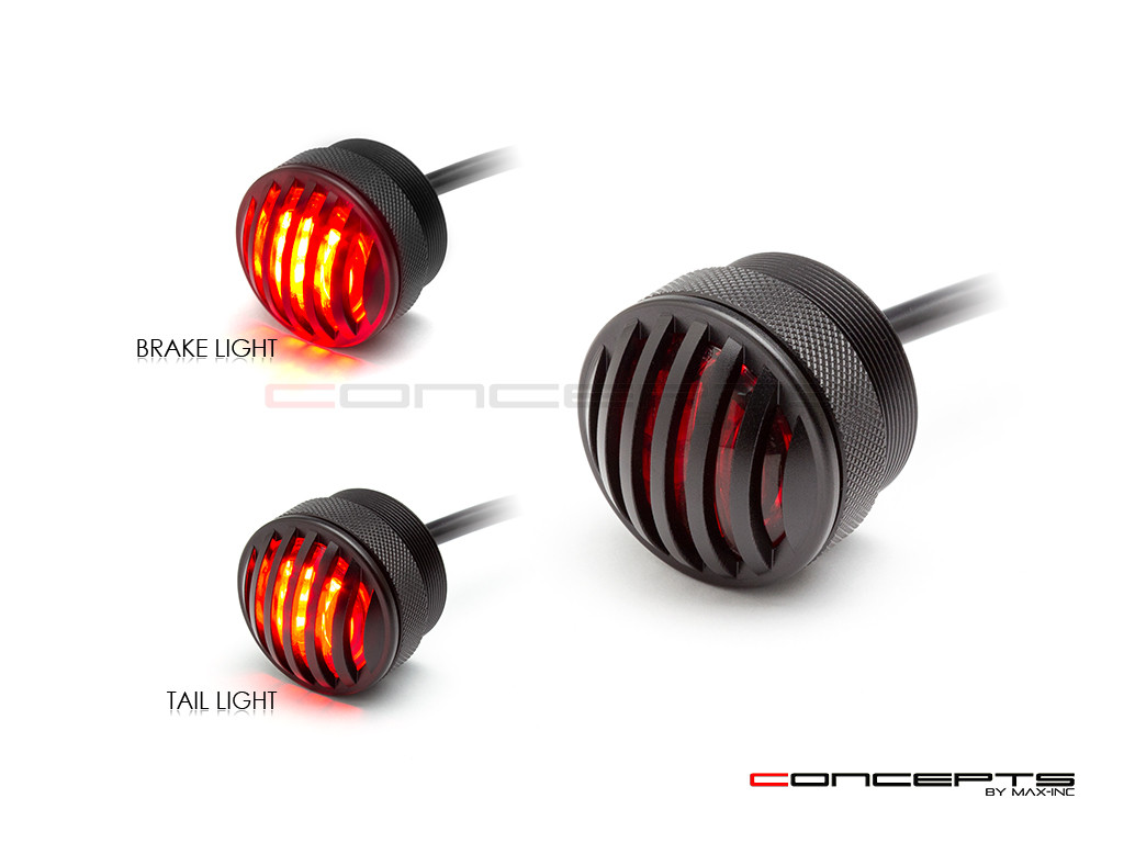 1.65" Matte Black Mini Flush Mount CNC Billet Alum Prison Grill LED Stop / Tail Light