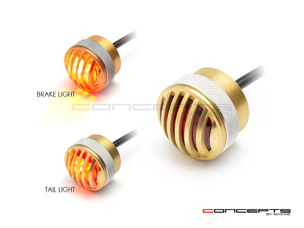 1.65" Solid Brass Mini Flush Mount CNC Machined Prison Grill LED Stop / Tail Light