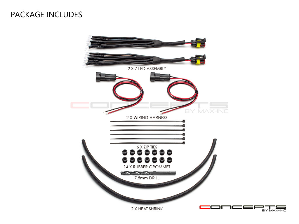 Green DIY Universal Fender Mount LED Auxiliary Light Set - 14 Piece