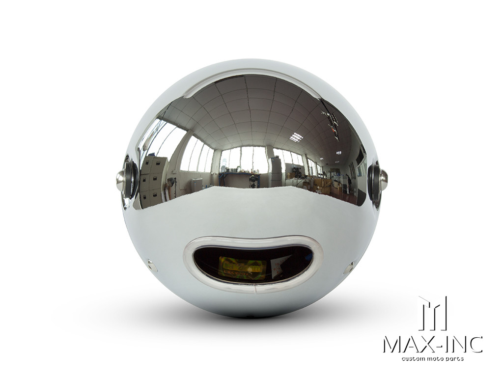 7.7" Chrome Universal Metal Classic Yellow Lens Headlight