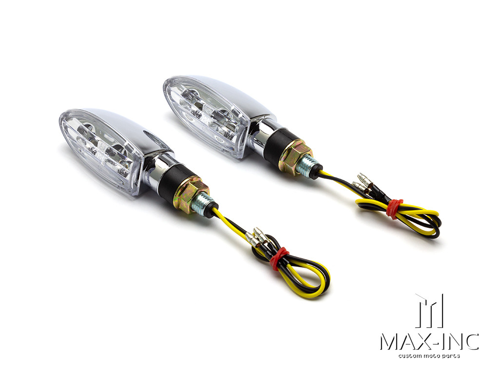 Chrome Super Bright Dual LED Turn Signals / Indicators - Emarked