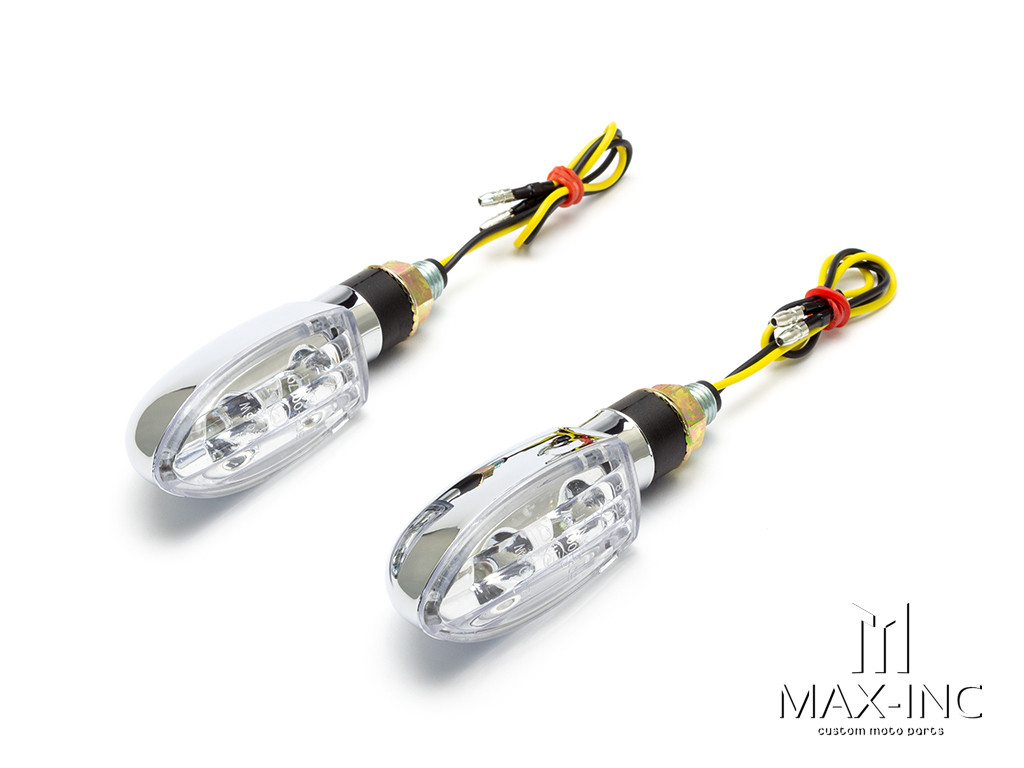 Chrome Super Bright Dual LED Turn Signals / Indicators - Emarked