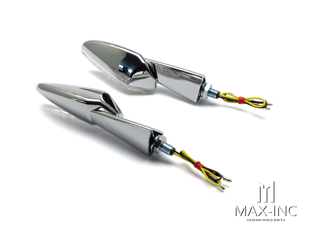Chrome Full Size Benelli Style LED Turn Signals / Indicators - Emarked