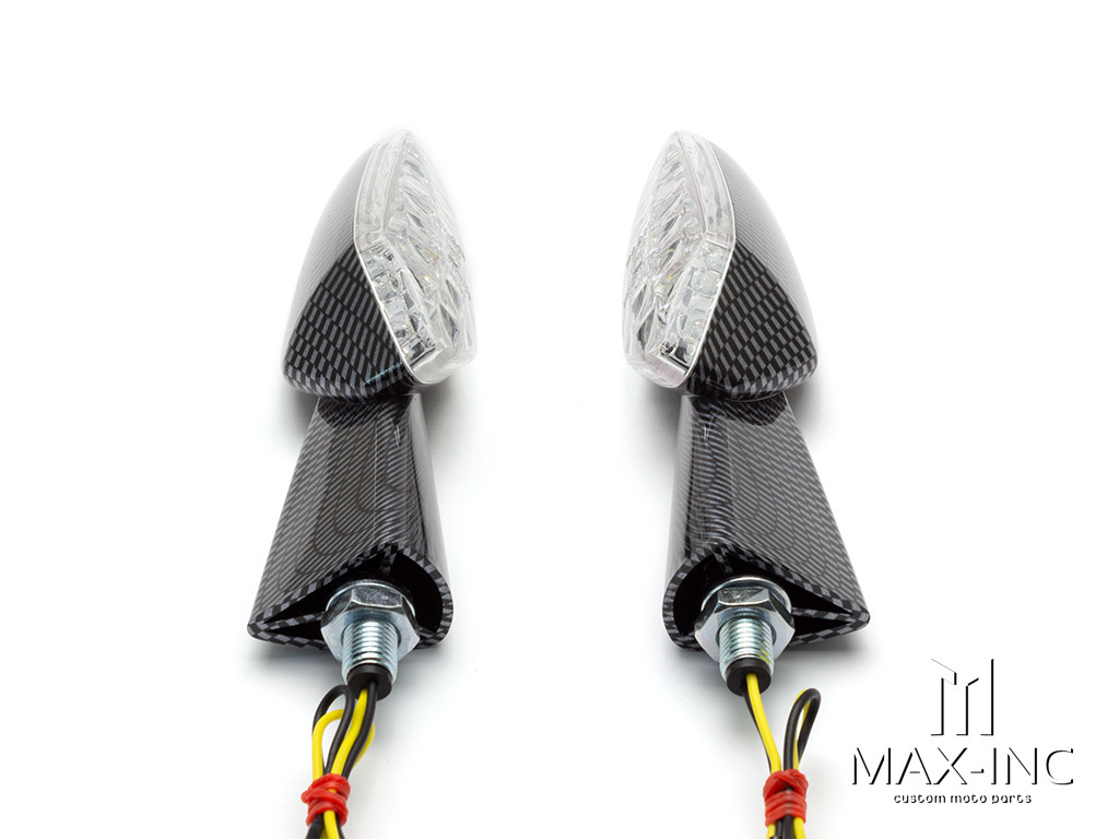 Carbon Pattern Full Size Benelli Style LED Turn Signals / Indicators - Emarked