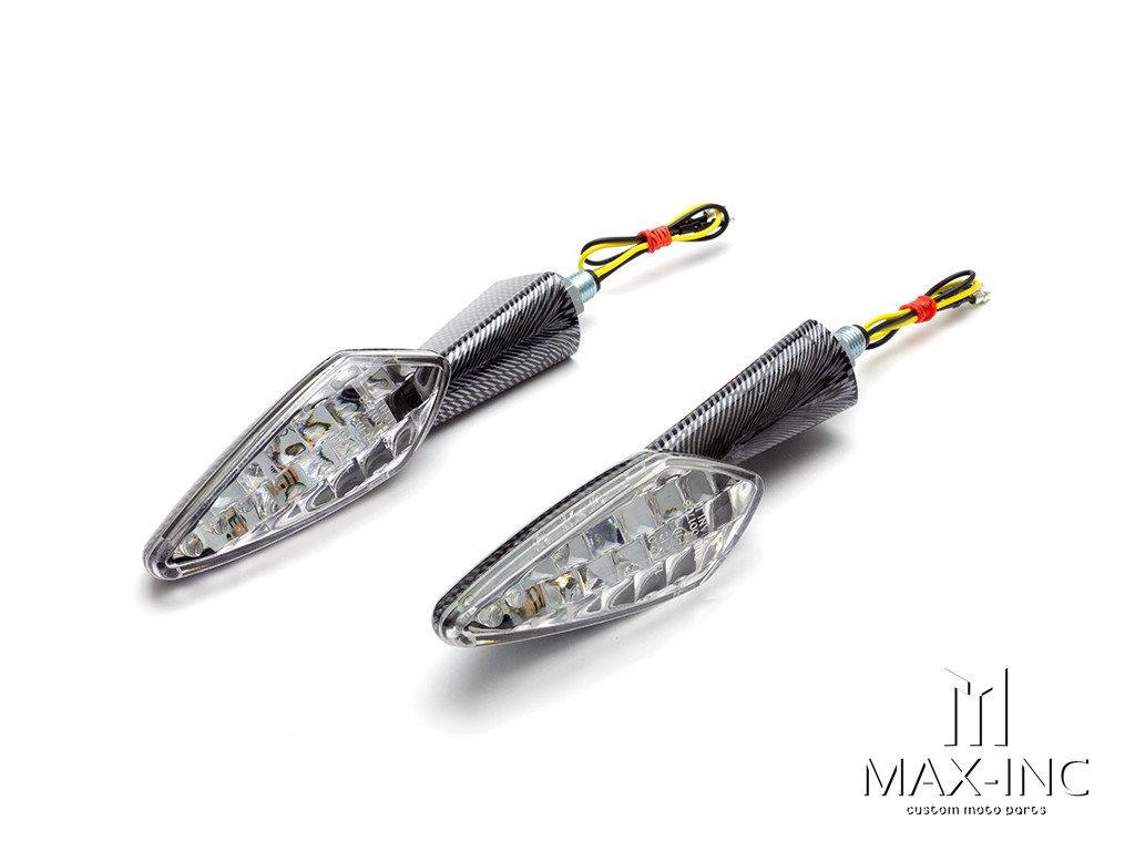 Carbon Pattern Full Size Benelli Style LED Turn Signals / Indicators - Emarked