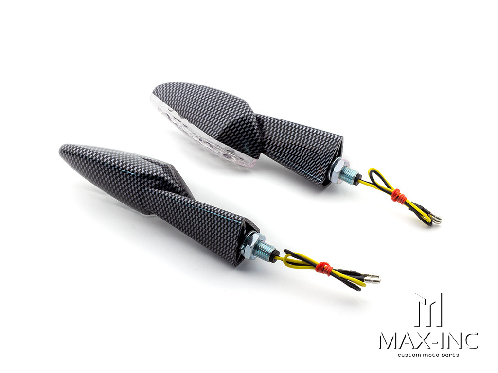 Carbon Pattern Full Size Benelli Style LED Turn Signals / Indicators - Emarked